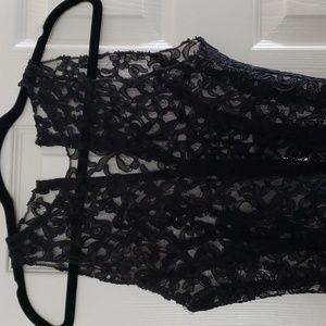 Women's or Junior black lace and polyester dress. Handmade with love!